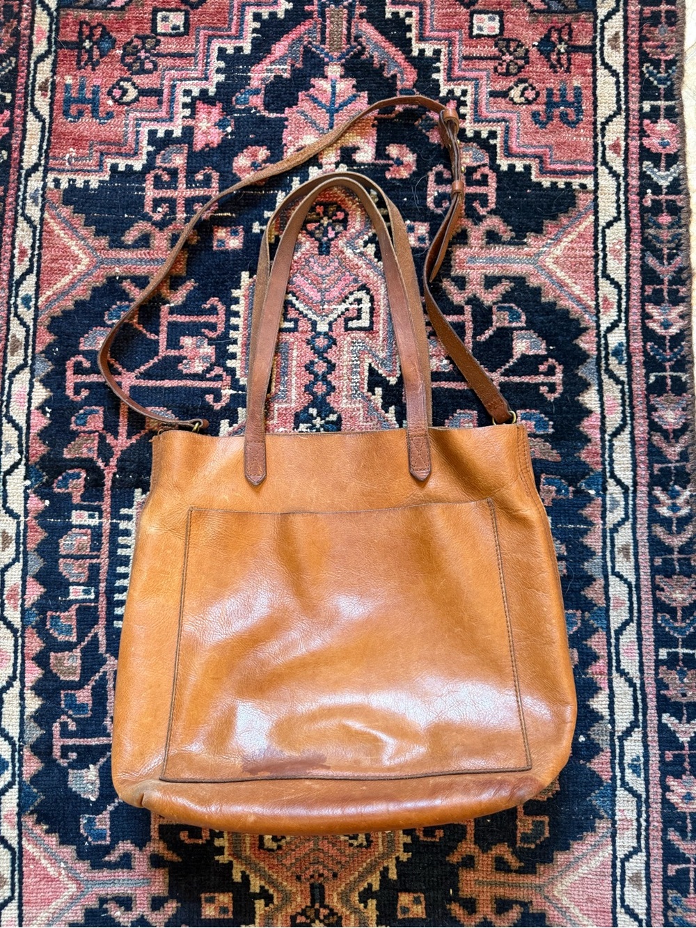 Madewell Pre Loved Classic Leather Tote Bag in Cognac